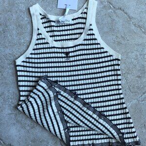 Dior Black and White Striped Crop Top